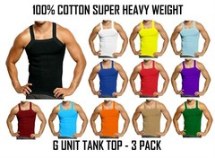 John Son Super Heavy Weight Square Cut G-Unit Tank Top 100% Cotton – 3 Pack