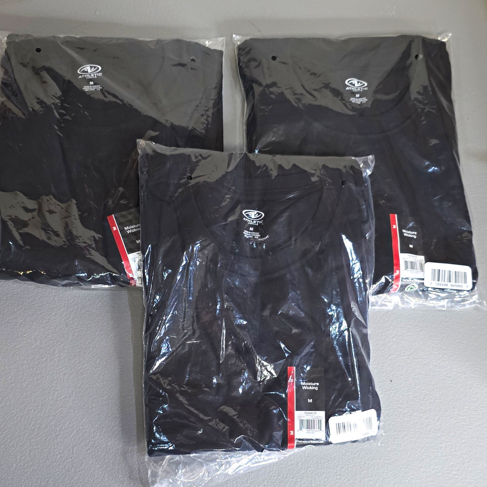 6Black Athletic Works Men’s Black Tri-Blend Crew Neck Moisture Wicking T-Shirt M