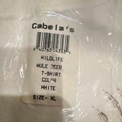 Cabela’s Wildlife Mule Deer T-Shirt White XL Crew Neck Short Sleeve
