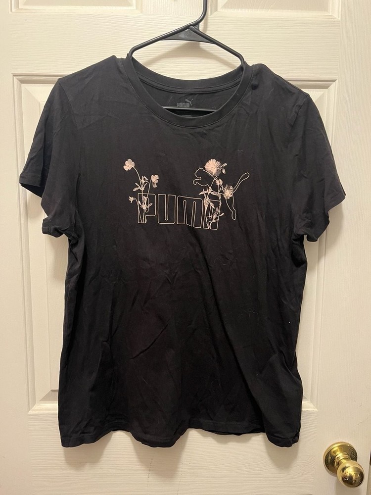 PUMA Women’s Essentials Floral Logo Graphic T-Shirt Black