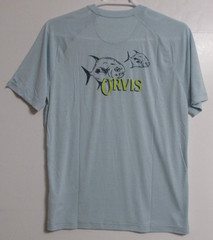 Men’s Orvis DriCast Logo Crew Neck Short Sleeve Tee T-Shirt Lt. Blue Size MEDIUM