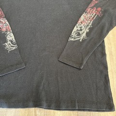 Avirex Shirt Mens 2XL Black Thermal Waffle Knit Graphic Skull Cross Y2K Skate