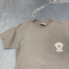 Bayside Heavyweight Pocket T-Shirt Mens M Gray Cotton Graphic Crew Neck Pullover