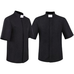 Men’s Tab Collar Short Sleeves Clergy Shirts for Priest Pastor Church Costume