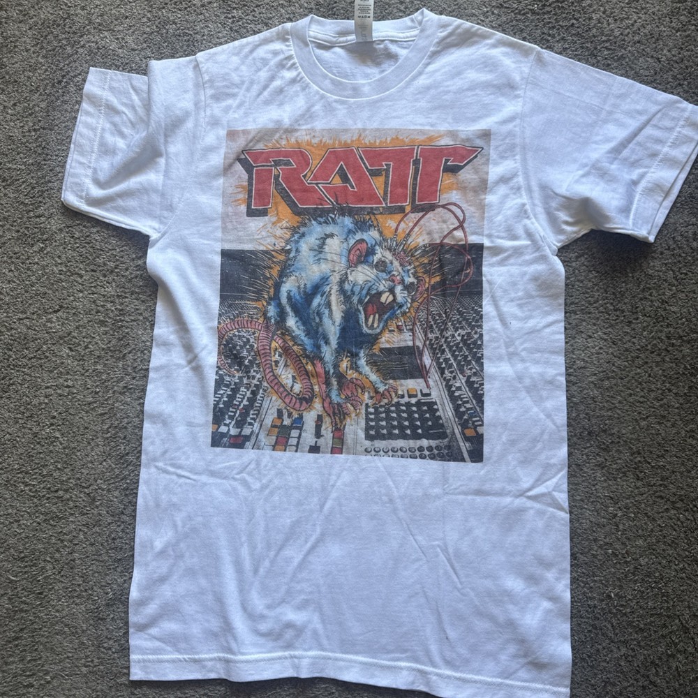 REMAKE of Ratt band White Classic T shirt. Tultex 100% Cotton SMALL