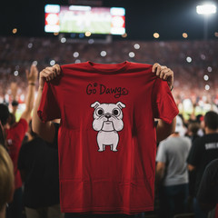 Go Dawgs Bulldog T-Shirt – Cute Dog Graphic Red Tee – UGA Football Game Day