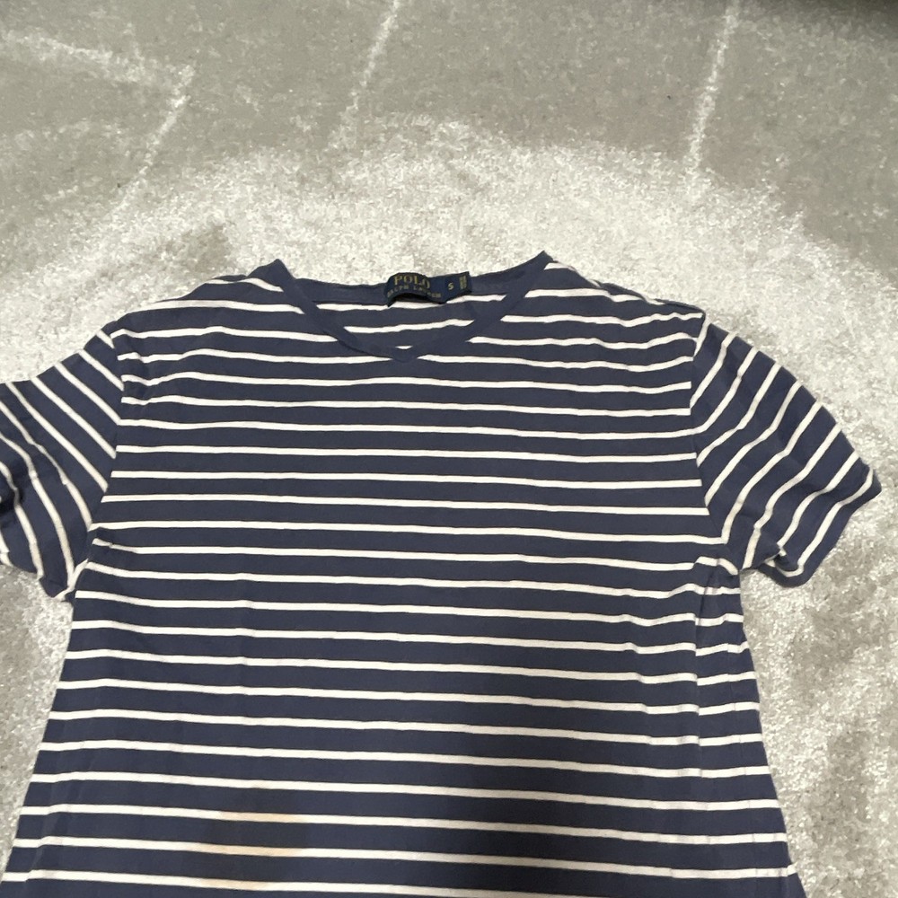 Polo Ralph Lauren Men’s Blue/White Striped Crew Neck T-Shirt, Size S