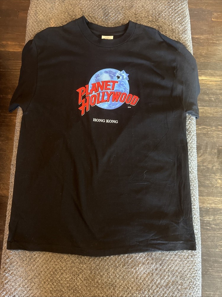 Vintage Planet Hollywood Hong Kong T-Shirt Mens XL Black Single Stitch USA Made