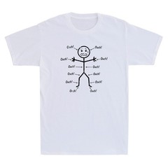 Ouch Ouch Ouch Funny Stickman Body Pain Scream Character Graphic Men’s T-Shirt