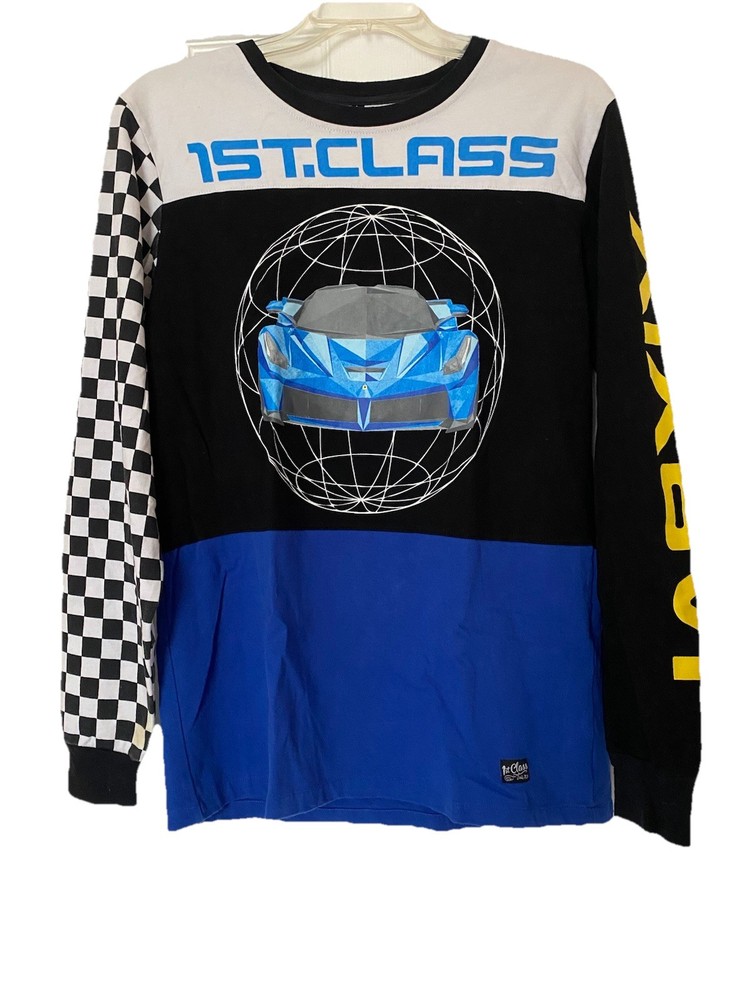 Racing Checkered Finish Line Flag Automobile #15 Motor Long Sleeve T-Shirt Large