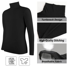 Men Pullover Turtle Neck T-shirt Slim Fit Tops Warm Winter Long Sleeve Shirts