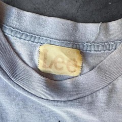 Vintage 70s Lee Jeans T-shirt Paper Thin Baby Blue Mens Medium