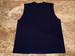 VINTAGE JERZEES MUSCLE GYM TEE WORKING ON MY SIX PACK ( MENS 2XL ) DARK BLUE