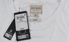 GUESS Men’s T-Shirt New XXL White Embossed Short Sleeve Crew Neck Slim Fit