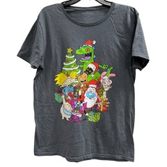 Christmas Holiday T-Shirt classic 90’s cartoon characters Men’s tee sz M