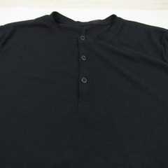Fabletics Shirt Mens Medium Black Henley Thermal Waffle Cotton Long Sleeve A1