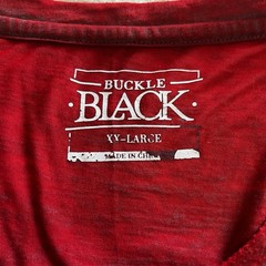 Buckle Black Men’s Red V-Neck T-Shirt XXL Short Sleeve Casual Cotton Blend