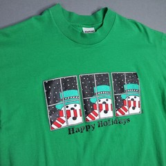 Stedman Super Hi Cru Cotton T Shirt Christmas Single Stitch Mens XL Green USA