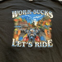 Vintage Hot Leathers Biker Shirt 2XL Work Sucks Lets Ride