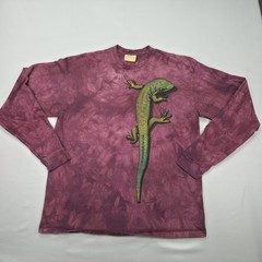 The Mountain Mens XXL Gecko Lizard Graphic Tie Dye Long Sleeve T Shirt Hand Dyed