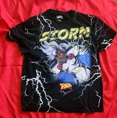 Marvel X-Men ‘97 Storm All Over Print T Shirt Size L Black Lightning Front Back