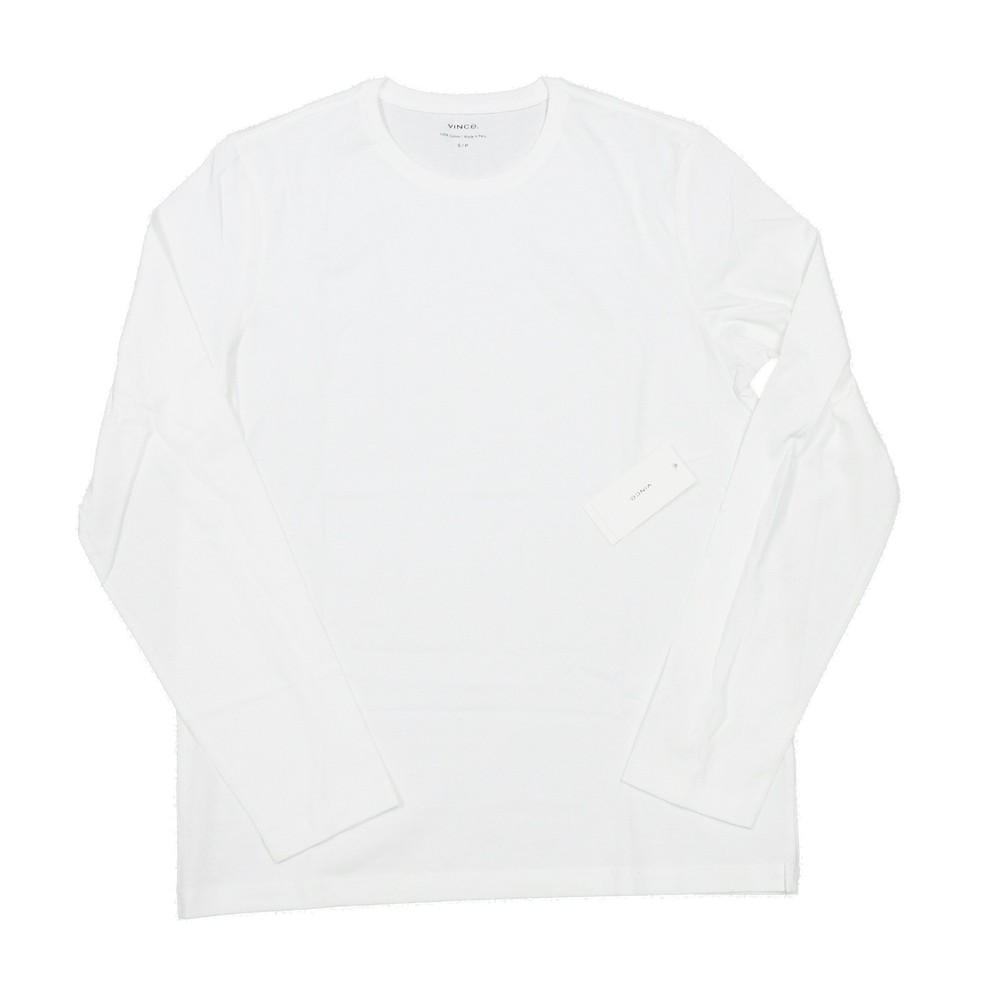 Vince Men’s Optic White Jersey Knit Crew-Neck Long Sleeve T-Shirt XL