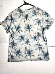 Lands’ End T-Shirt Men Medium Gray Short Sleeve Round Neck Coconut Print NWT