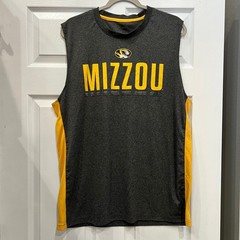 Mizzou Tigers Sleeveless Shirt Polyester Heather Charcoal Gold Athletic Mens L