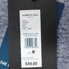 Kenneth Cole The Linen Knit Crew Neck Shirt S/S Lightweight Stretch Navy