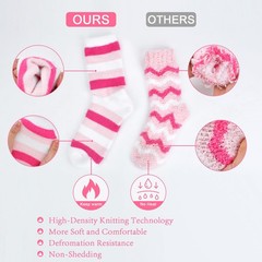 Fuzzy Socks for Women Cozy Pink Warm Winter Christmas Stocking Stuffers