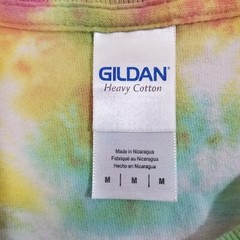 Gildan Cotton M Short Sleeve Starburst Tie Dye T-Shirt Red Green Orange