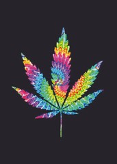 Adult DryBlend® T-Shirt – ( TIE DYED LEAF – PRIDE / WEED / 420)