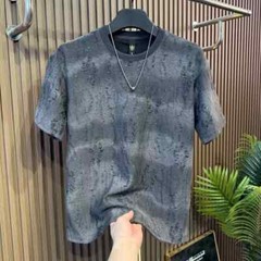 Men Luxury Fashion Trendy Ripped Sequin Diamond Rhinestone Summer T-shirt