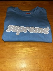 Supreme Pinline Logo Tee Shirt Bright Blue SS24 Size Large