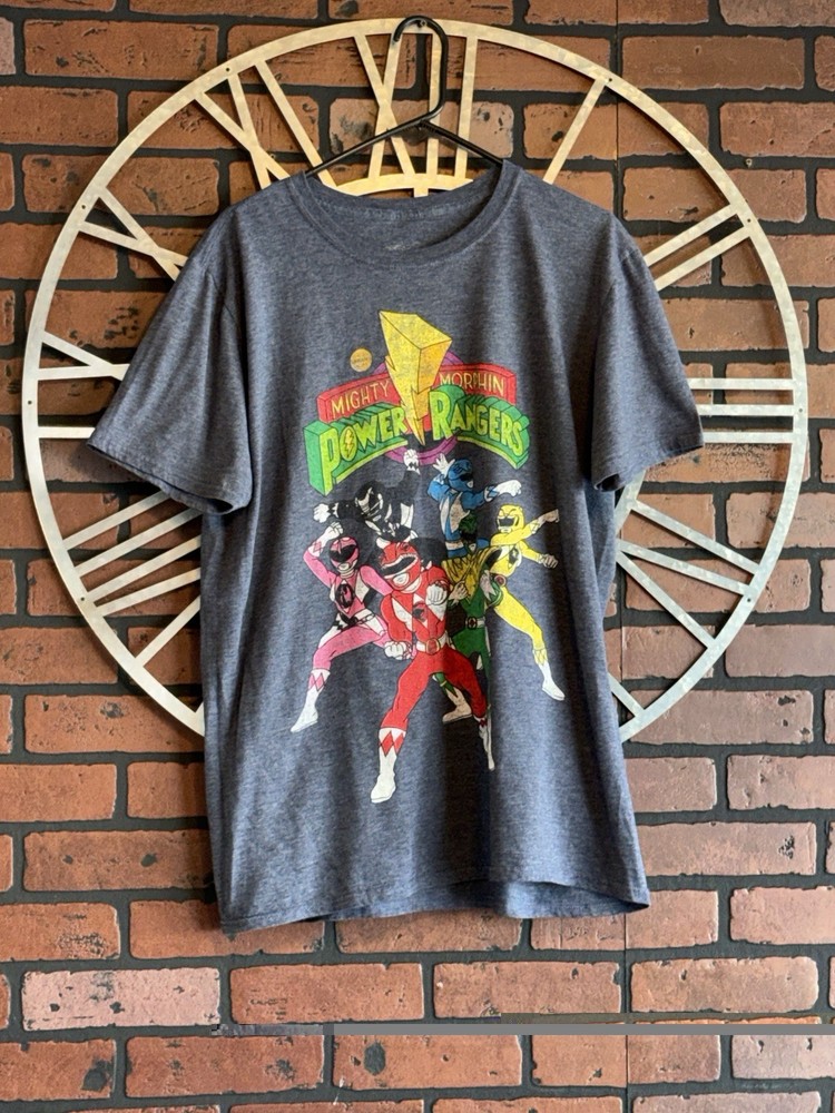 Men’s Mighty Morphin Power Rangers T-Shirt Gray Size L