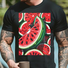 Funny T-Shirts WATERMELON FRUIT Pattern Graphic Art Print Tee Gift Idea Present