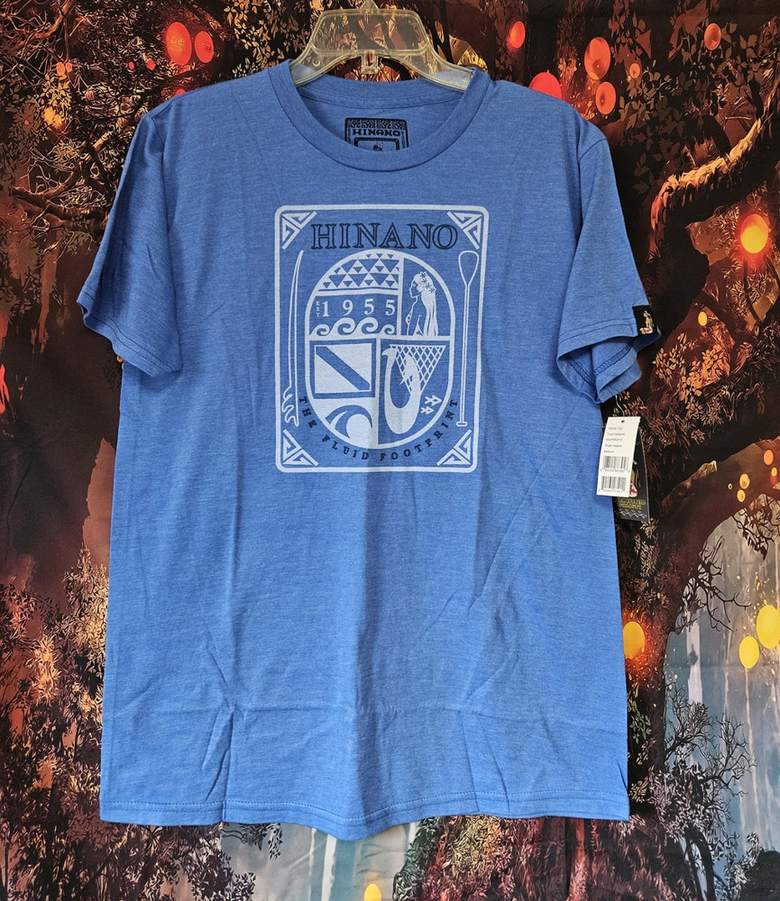 Hinano Tahiti Fluid Footprint Men’s Blue Graphic Logo Crew T-Shirt Size M