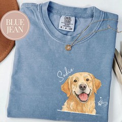 Custom Dog Face Comfort Tee Personalized Pet Portrait Shirt Gift Idea