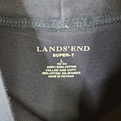 Lands End Shirt Mens L Navy Blue Mock Neck Super-T Cotton Long Sleeve Casual