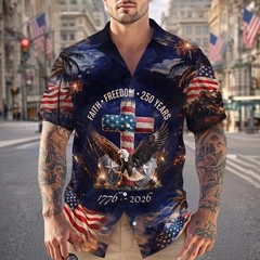 America 250th Anniversary Hawaiian Shirt, 250 Years Of Freedom Button Shirt
