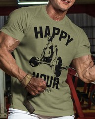 002. Happy Hour Funny Workout Gym T-Shirt for Men