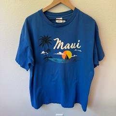 VTG Maui Single Stitch T-Shirt Men’s XL (Fits L) Blue Hawaii Sof Tee USA