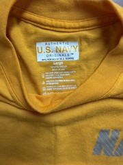 US Navy Soffe Mens Large Yellow Reflective Logo T Shirt Made USA