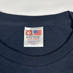 Tucker Carlson Show Bayside Shirt Mens L Blue Navy Pocket Tee Graphic USA Made