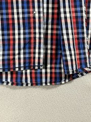 Stacy Adams Men Shirt Short Sleeve Plaid Button Up XL Red White Blue B-8