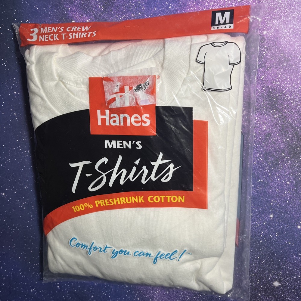 Vintage 1997 Hanes Men’s Comfort Size Medium Pack of 3 Crew Neck T Shirts White