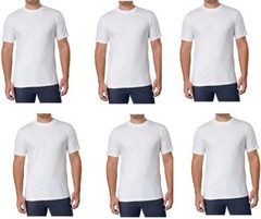 6-Pack Kirkland Signature Men’s Crew Neck Tee, White Color Size FAST NEW