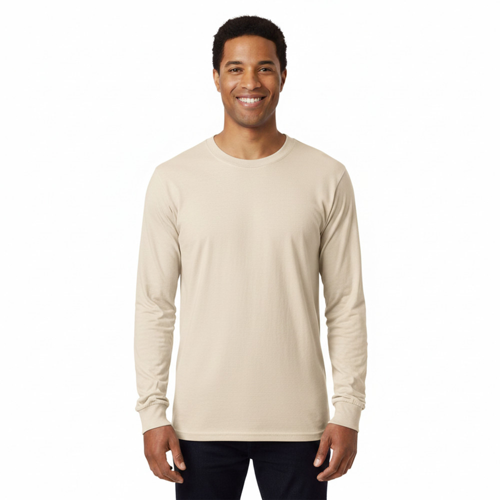Gildan Men’s NEW Heavy Cotton Long Sleeve Crew Neck T-Shirt Solid Comfort 5400