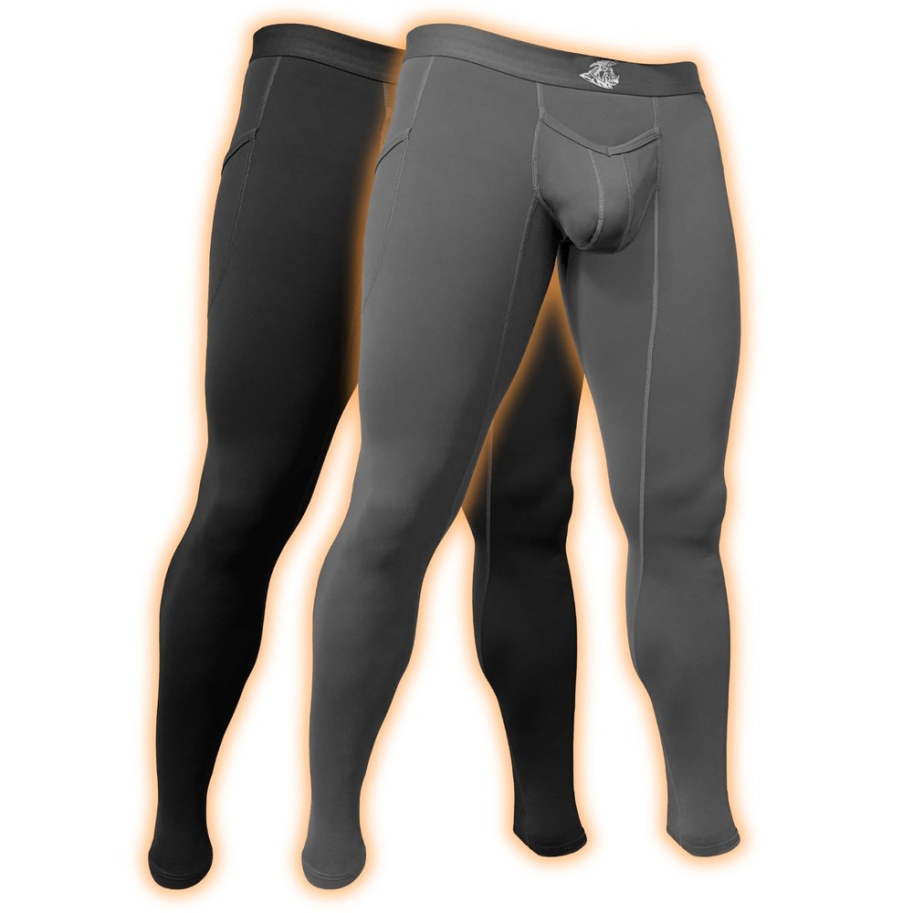 Real Men 28in Modal Leggings V-Fly B Pouch Sm 2pk Blk/Gry Long Johns for Men …