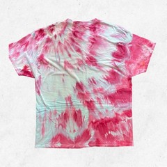 Tie Dyed Unisex Men’s T-shirt – Ice Dye Vibrant Pink Peony – Handmade (XLarge)